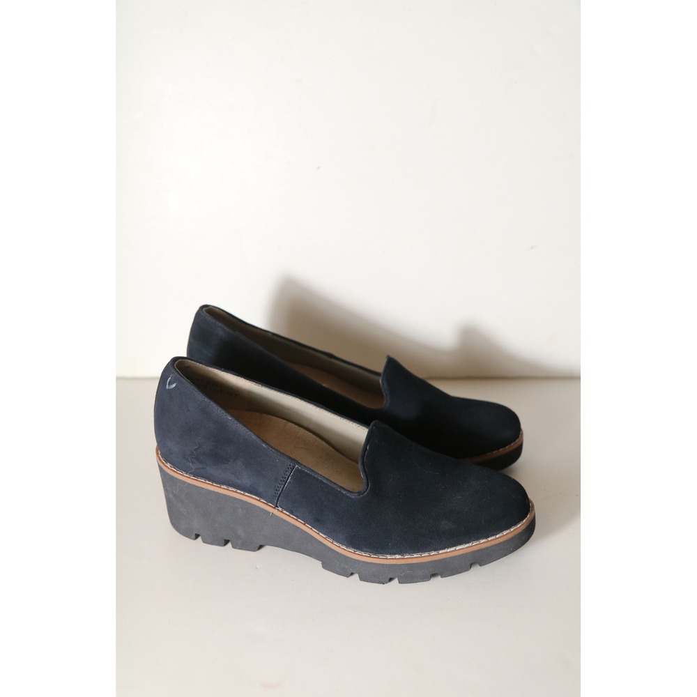 Vionic Willa Wedge Womens Slip On‎ Loafer Moc Comfort Shoe Navy Suede Orthaheel